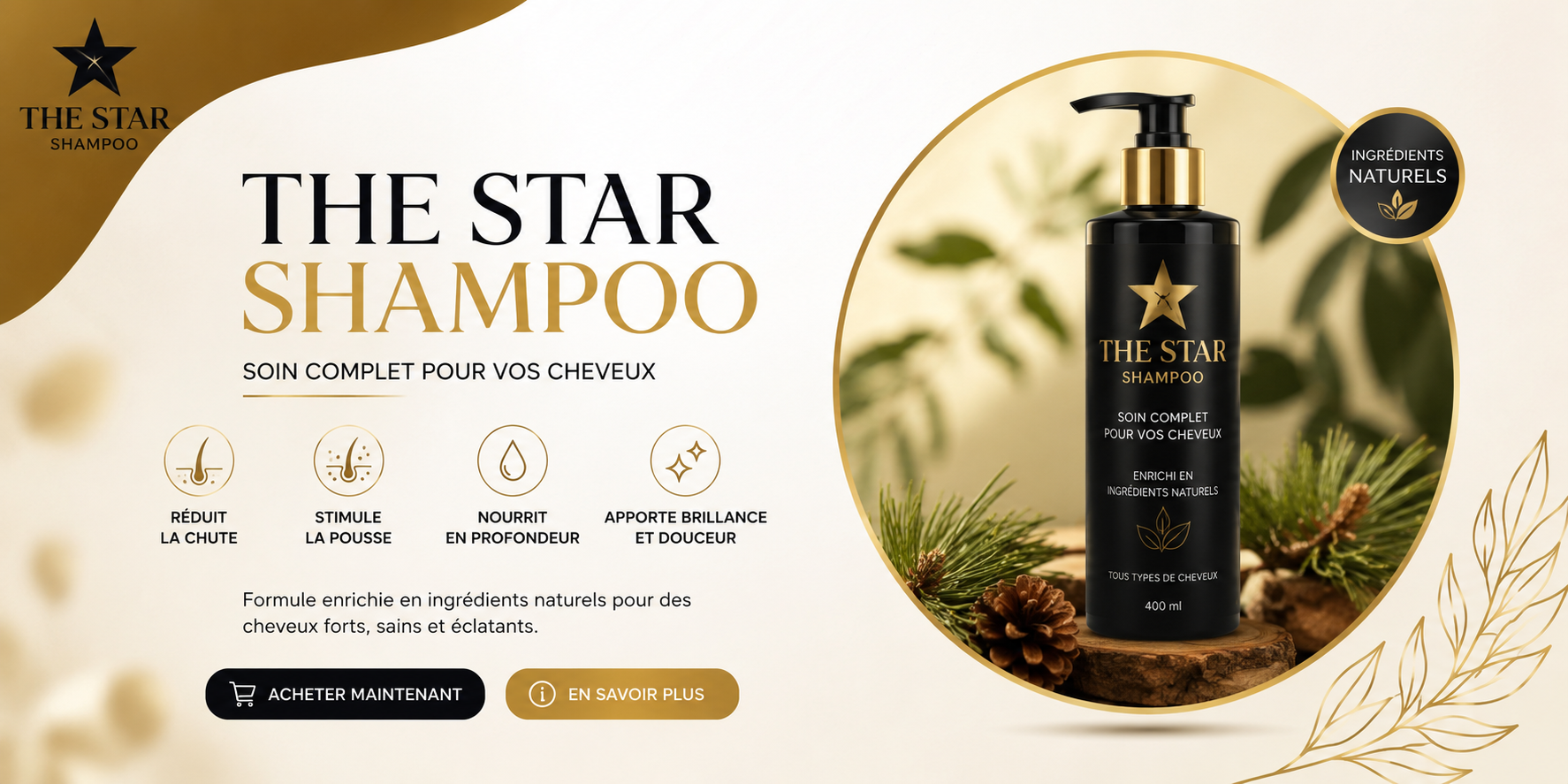 🔥 حتى إلا كان شعرك خفيف أو فيه فراغات… مازال الأمل موجود! 🌿 The Star Shampoo — تركيبة متطورة للمساعدة على تحفيز نمو الشعر وتقوية البصيلات من الجذور. 💥 لا تستسلم للصلع… ابدأ العناية اليوم وشوف الفرق بنفسك.